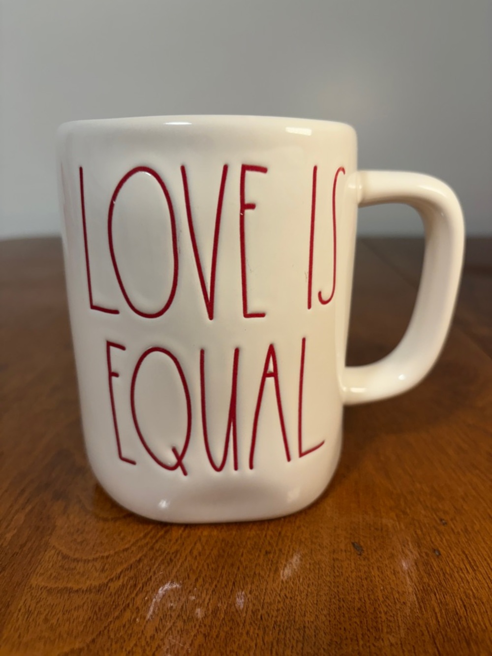 Rae Dunn LOVE IS EQUAL Mug Red Lettering Artisan Collection